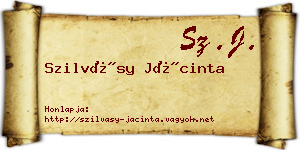 Szilvásy Jácinta névjegykártya